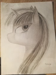 Size: 810x1080 | Tagged: safe, artist:mekhanism, imported from derpibooru, twilight sparkle, pony, horn, pencil drawing, photo, signature, traditional art