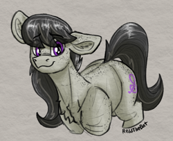 Size: 884x717 | Tagged: safe, artist:reddthebat, imported from derpibooru, octavia melody, earth pony, pony, body freckles, chest fluff, cute, ear fluff, ear freckles, eyebrows, eyebrows visible through hair, female, freckles, looking at you, mare, missing accessory, one ear down, signature, smiling, smiling at you, solo, tavibetes