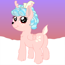 Size: 1500x1500 | Tagged: safe, alternate version, artist:lecy98, imported from derpibooru, cozy glow, deer, pegasus, pony, reindeer, cozy the reindeer, cute, looking at you, looking back, snow, solo, species swap