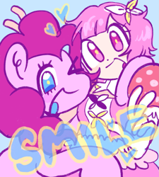 Size: 1843x2048 | Tagged: safe, artist:crasysam0, imported from derpibooru, pinkie pie, earth pony, human, pony, crossover, emu otori, female, happy, mare, project sekai