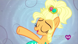 Size: 1280x720 | Tagged: safe, imported from derpibooru, screencap, applejack, earth pony, female, hub logo, logo, the hub