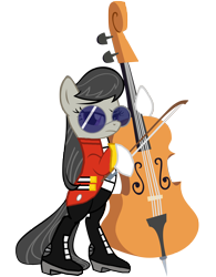 Size: 2500x3200 | Tagged: safe, artist:epicheavytf2, artist:pyrogaming, edit, imported from derpibooru, vector edit, octavia melody, earth pony, pony, alternate universe, bipedal, bolt, boots, bow (instrument), cello, cello bow, clothes, doctor eggman, female, glasses, gloves, jacket, mare, musical instrument, object, pants, shoes, simple background, solo, sonic the hedgehog, sonic the hedgehog (series), transparent background, vector