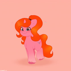 Size: 2480x2480 | Tagged: safe, artist:starburstuwu, imported from derpibooru, oc, oc only, oc:dazha, pony, unicorn, adorable face, cute, cute face, cute smile, emanata, female, floating heart, gradient legs, heart, high res, horn, looking at you, mare, ocbetes, orange background, simple background, smiling, smiling at you, solo, unshorn fetlocks