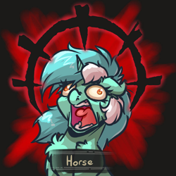 Size: 894x894 | Tagged: safe, artist:witchtaunter, imported from derpibooru, lyra heartstrings, pony, unicorn, darkest dungeon, horn, meme, reference, yellow eyes