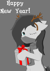 Size: 2480x3508 | Tagged: safe, artist:sunray_915, imported from derpibooru, oc, oc only, oc:snowie sun, clothes, happy new year, holiday, new year, scarf