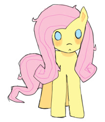 Size: 794x923 | Tagged: safe, artist:poniesinmyhead, imported from derpibooru, fluttershy, pegasus, pony, :<, blue eyes, cute, female, full body, mare, pink mane, shyabetes, simple background, white background, yellow coat