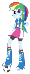 Size: 452x1106 | Tagged: safe, artist:cwt10101, imported from derpibooru, rainbow dash, human, equestria girls, female, football, simple background, solo, sports, transparent background