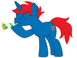 Size: 2048x1536 | Tagged: safe, artist:ry-bluepony1, imported from derpibooru, oc, oc only, oc:train track, pony, unicorn, horn, male, party horn, unicorn oc