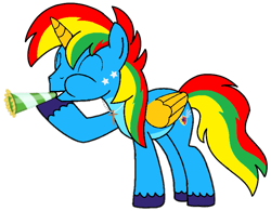 Size: 777x606 | Tagged: safe, artist:shieldwingarmorofgod, imported from derpibooru, oc, oc only, oc:shield wing, alicorn, pony, alicorn oc, horn, male, party horn, simple background, solo, transparent background, wings