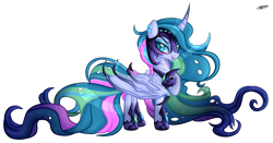 Size: 4595x2405 | Tagged: safe, alternate version, artist:princessmoonsilver, imported from derpibooru, oc, oc:luminous night, alicorn, bat pony, bat pony alicorn, pony, bat wings, female, folded wings, helmet, horn, mare, simple background, solo, transparent background, wings