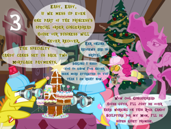 Size: 1440x1080 | Tagged: safe, artist:bronybyexception, imported from derpibooru, carrot cake, cup cake, pinkie pie, princess luna, alicorn, earth pony, pony, advent calendar, binoculars, candy, christmas, christmas tree, clothes, female, food, gingerbread (food), gingerbread house, goggles, hard hat, hat, holiday, jackhammer, male, mare, married couple, married couples doing married things, rock candy, stallion, sugarcube corner, this will end in tears, tree