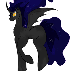 Size: 1280x1280 | Tagged: artist needed, source needed, safe, imported from derpibooru, pony of shadows, alicorn, bat pony, bat pony alicorn, pony, unicorn, bat wings, ethereal mane, ethereal tail, female, horn, mare, s4 pony of shadows, solo, starry mane, starry tail, tail, wings