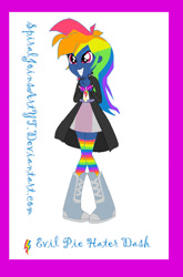 Size: 499x758 | Tagged: safe, artist:spiralofficialartsyt, imported from derpibooru, rainbow dash, human, equestria girls, secrets and pies, clothes, evil pie hater dash, female, my little pony, passepartout, solo