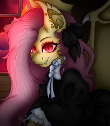 Size: 693x794 | Tagged: safe, artist:kayomii, imported from derpibooru, fluttershy, bat pony, pony, bat ponified, claws, ear piercing, earring, fangs, female, flutterbat, fluttergoth, jewelry, mare, piercing, race swap, solo, wing claws, wings