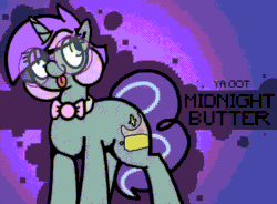 Size: 600x442 | Tagged: safe, artist:allicoot, oc, oc only, pony, animated, female, gif, glasses, mare, side view, solo, tongue out, ya got