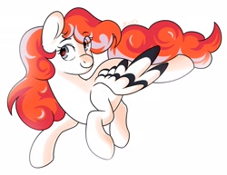 Size: 2048x1585 | Tagged: safe, artist:xwosya, imported from derpibooru, oc, oc:flaming sky, pegasus, pony, female, pegasus oc, simple background, smiling, solo, solo female, spread wings, white background, wings