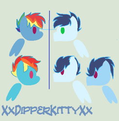 Size: 492x502 | Tagged: safe, artist:xxdipperkittyxx, imported from derpibooru, rainbow dash, soarin', pegasus, pony, female, male, mare, offspring, parent:rainbow dash, parent:soarin', parents:soarindash, shipping, soarindash, stallion, straight