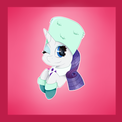 Size: 2000x2000 | Tagged: safe, artist:kathepart, imported from derpibooru, rarity, christmas, clothes, eyeshadow, hat, holiday, looking at you, makeup, one eye closed, simple background, solo