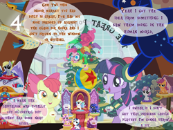 Size: 1440x1080 | Tagged: safe, artist:bronybyexception, imported from derpibooru, apple bloom, derpy hooves, gabby, pinkie pie, princess cadance, princess celestia, princess luna, scootaloo, shining armor, sweetie belle, twilight sparkle, bear, griffon, ursa, ursa minor, advent calendar, christmas, comic, hat, holiday, mall, plushie, santa hat, toy, toy store, vector used