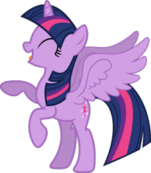 Size: 3098x3549 | Tagged: safe, artist:porygon2z, edit, imported from derpibooru, vector edit, twilight sparkle, alicorn, pony, eyes closed, open mouth, open smile, simple background, smiling, solo, spread wings, transparent background, twilight sparkle (alicorn), vector, wings