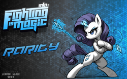 Size: 1568x980 | Tagged: safe, artist:lennonblack, imported from derpibooru, rarity, pony, unicorn, fighting is magic, bipedal, female, fighting stance, glowing, glowing horn, horn, mare