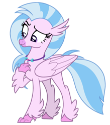 Size: 1750x2000 | Tagged: safe, artist:lnx1ynight16, imported from derpibooru, silverstream, classical hippogriff, hippogriff, eyebrows, hand on chest, jewelry, looking at something, necklace, raised eyebrow, vector