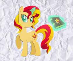 Size: 10567x8867 | Tagged: safe, artist:rainbownspeedash, imported from derpibooru, sunset shimmer, pony, unicorn, absurd file size, absurd resolution, book, female, horn, journey book, solo, vector