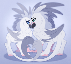 Size: 1100x1000 | Tagged: safe, artist:purplegrim40, imported from derpibooru, oc, oc only, griffon, duo