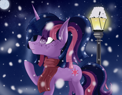 Size: 3640x2840 | Tagged: safe, artist:krymak, imported from derpibooru, twilight sparkle, unicorn, horn, night, snow