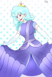 Size: 1280x1892 | Tagged: safe, artist:film77asq, imported from derpibooru, oc, oc only, oc:jemimasparkle, human, equestria girls, breasts, busty oc, clothes, crown, curtsey, cute, dress, evening gloves, female, gloves, gown, jewelry, long gloves, ocbetes, regalia, solo