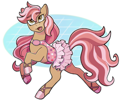 Size: 2394x1998 | Tagged: safe, artist:vkyw, imported from derpibooru, horse, bridget (wild manes), clothes, hoof shoes, looking up, open mouth, partially transparent background, saddle, skirt, solo, tack, tail, wild manes