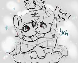 Size: 2024x1640 | Tagged: safe, artist:kristina, imported from derpibooru, oc, pony, christmas, commission, couple, duo, holiday, hug, love, snow, ych sketch, your character here