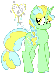 Size: 519x686 | Tagged: safe, artist:kharmacal, imported from derpibooru, oc, oc only, oc:peace weaver, unicorn, braid, horn, two toned mane, unshorn fetlocks