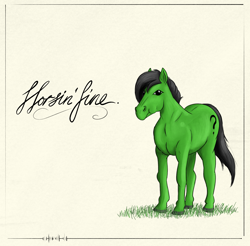 Size: 2520x2480 | Tagged: safe, artist:eels, oc, oc:filly anon, earth pony, pony, :t, cursive writing, featured image, female, filly, hoers, looking at you, off-white background, text