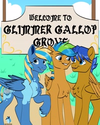 Size: 3277x4096 | Tagged: safe, artist:emilywulfstudios, oc, oc only, pony, male, smiling, stallion, trio