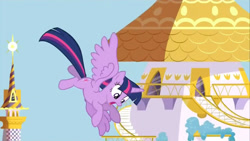 Size: 1280x720 | Tagged: safe, imported from derpibooru, screencap, twilight sparkle, alicorn, princess twilight sparkle (episode), canterlot, flying, my little pony, solo, twilight sparkle (alicorn)