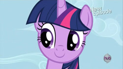 Size: 1280x720 | Tagged: safe, imported from derpibooru, screencap, twilight sparkle, alicorn, princess twilight sparkle (episode), cute, female, hub logo, logo, my little pony, smiling, solo, the hub, twiabetes, twilight sparkle (alicorn)