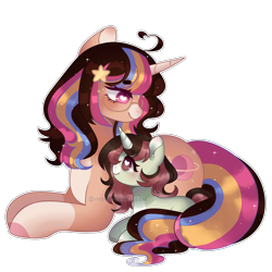 Size: 2000x2000 | Tagged: safe, artist:moon-rose-rosie, imported from derpibooru, oc, oc only, oc:melanie (moon-rose-rosie), oc:natalia, pony, unicorn, duo, female, filly, foal, heart, heart eyes, horn, lying down, mare, prone, simple background, transparent background, wingding eyes