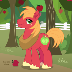 Size: 2000x2000 | Tagged: safe, artist:cloudy glow, imported from derpibooru, big macintosh, earth pony, pony, apple, apple tree, food, male, movie accurate, solo, stallion, sweet apple acres, tree, vector