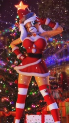 Size: 2160x3840 | Tagged: safe, artist:artempredator, oc, oc only, oc:bambina, anthro, deer, deer pony, original species, 3d, christmas, christmas sweater, clothes, female, gloves, holiday, one eye closed, sweater