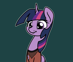 Size: 2048x1737 | Tagged: safe, artist:ewoudcponies, imported from derpibooru, twilight sparkle, alicorn, pony, bust, clothes, female, green background, mare, outline, simple background, smiling, solo, twilight sparkle (alicorn), uniform, white outline