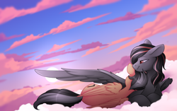 Size: 3088x1942 | Tagged: safe, artist:scarlet-spectrum, imported from derpibooru, oc, oc only, oc:antares, oc:artsong, pegasus, pony, cloud, duo, on a cloud, pegasus oc, wings