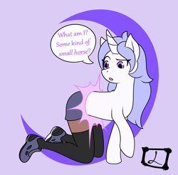 Size: 2800x2756 | Tagged: safe, artist:lex-i-paws, imported from derpibooru, oc, oc only, human, pony, unicorn, eyebrows, female, high res, horn, human to pony, raised eyebrow, solo, speech bubble, transformation
