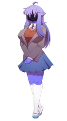 Size: 1644x2972 | Tagged: safe, imported from derpibooru, oc, oc:critic, anthro, big breasts, breasts, clothes, doki doki literature club!, female, no face, school uniform, simple background, skirt, село