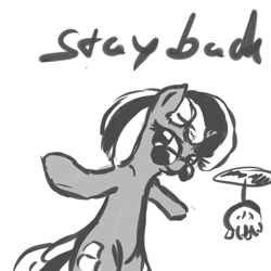 Size: 1024x1024 | Tagged: artist needed, source needed, safe, imported from derpibooru, oc, oc only, oc:badluck dice, pony, unicorn, bipedal, english, female, glasses, horn, lineart, mare, prpg, simple background, text, unicorn oc, white background