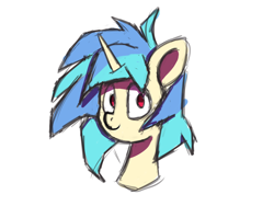 Size: 3200x2400 | Tagged: safe, artist:sodablitzed, imported from derpibooru, dj pon-3, vinyl scratch, unicorn, bust, horn, looking at you, missing accessory, portrait, red eyes