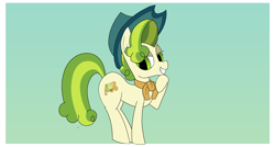 Size: 4026x2160 | Tagged: safe, artist:suryfromheaven, imported from derpibooru, pistachio, earth pony, pony, butt, clothes, hat, looking at you, male, my little pony, my little pony best gift ever, plot, scarf, stallion