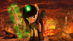 Size: 1920x1080 | Tagged: safe, artist:fallenponiesproduction, oc, oc only, pony, 3d, clothes, female, holiday, mare, sword, weapon