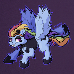 Size: 4000x4000 | Tagged: safe, artist:cookiedough, imported from derpibooru, rainbow dash, pegasus, alternate design, goth, punk, rainbow punk, simple background, solo