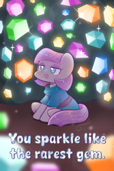 Size: 1200x1800 | Tagged: safe, artist:typhwosion, imported from derpibooru, maud pie, earth pony, cave, gem, gem cave, positive ponies, solo, text